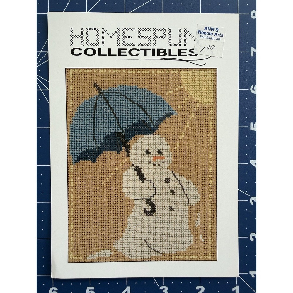 Homespun collectibles Snowman w Umbrella Cross Stitch Pattern
